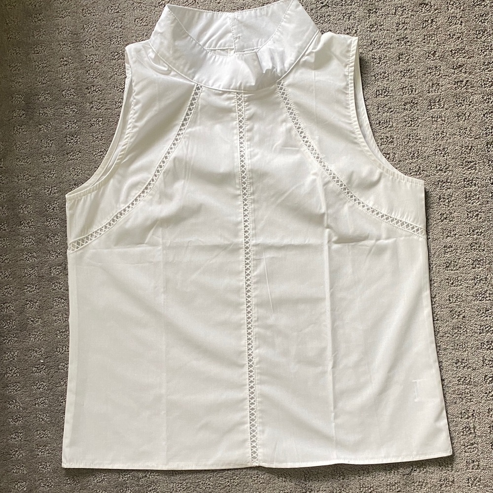 White Sleeveless Top with high neck